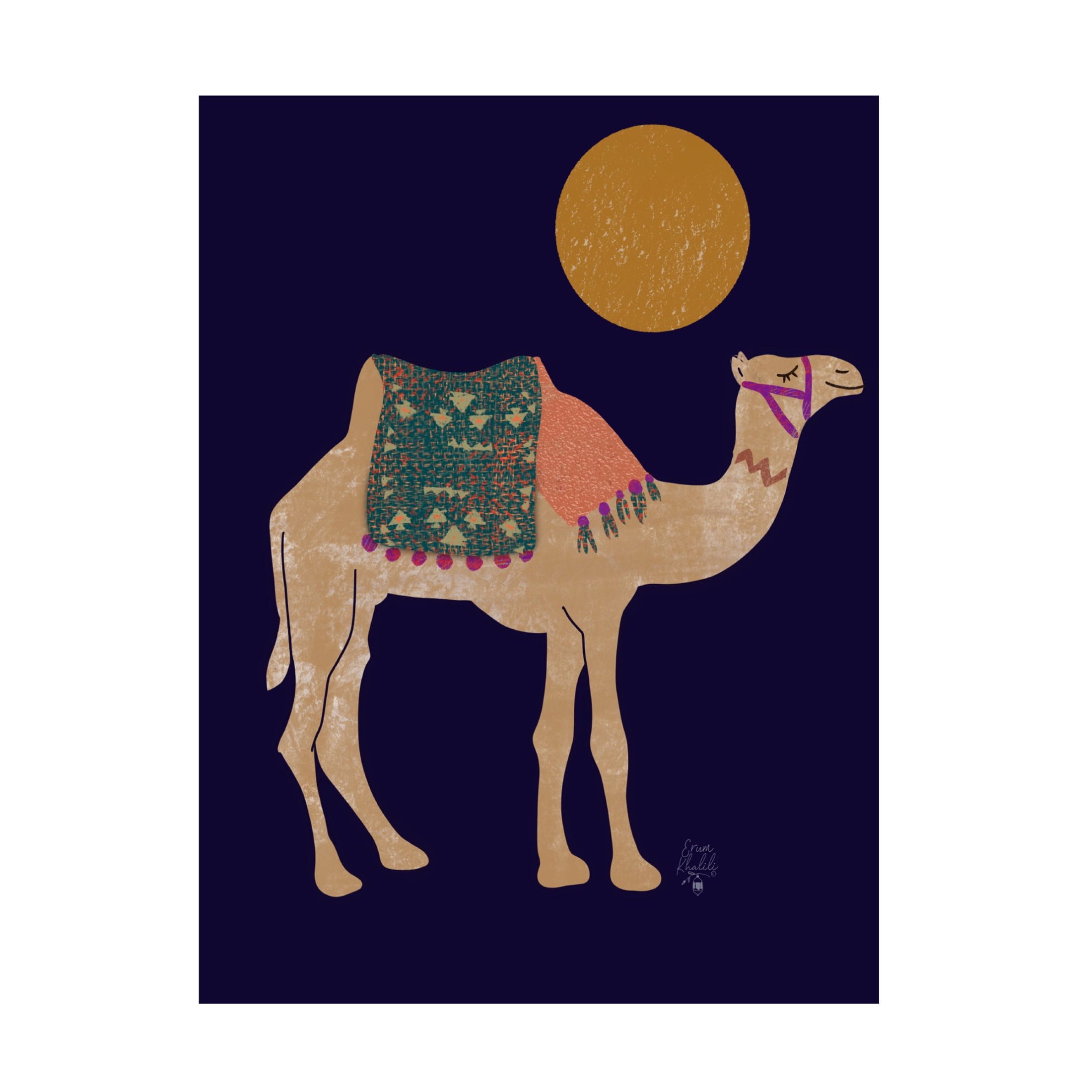 Trademark Fine Art Erum Khalili Camel and Moon Canvas Wall Art