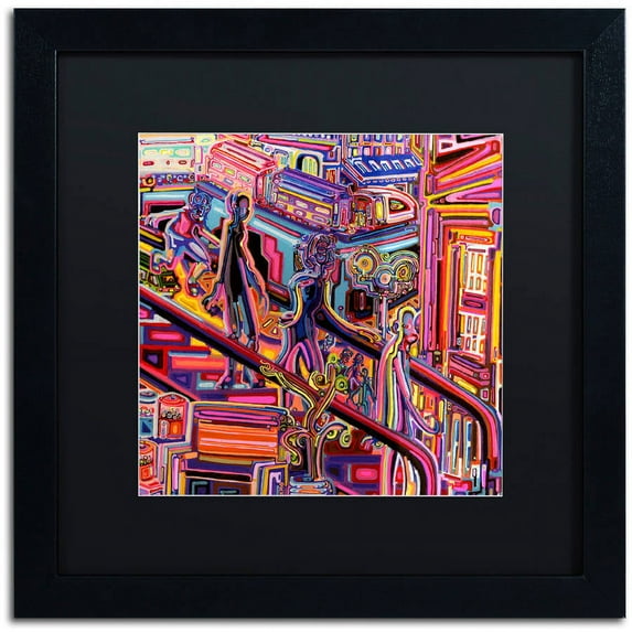 Trademark Fine Art "Escalator" Canvas Art by Josh Byer, Black Matte, Black Frame