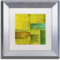 Trademark Fine Art "Essence of Green" Canvas Art by Michelle Calkins, White Matte, Silver Frame