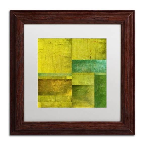 Trademark Fine Art "Essence of Green" Canvas Art by Michelle Calkins, White Matte, Wood Frame