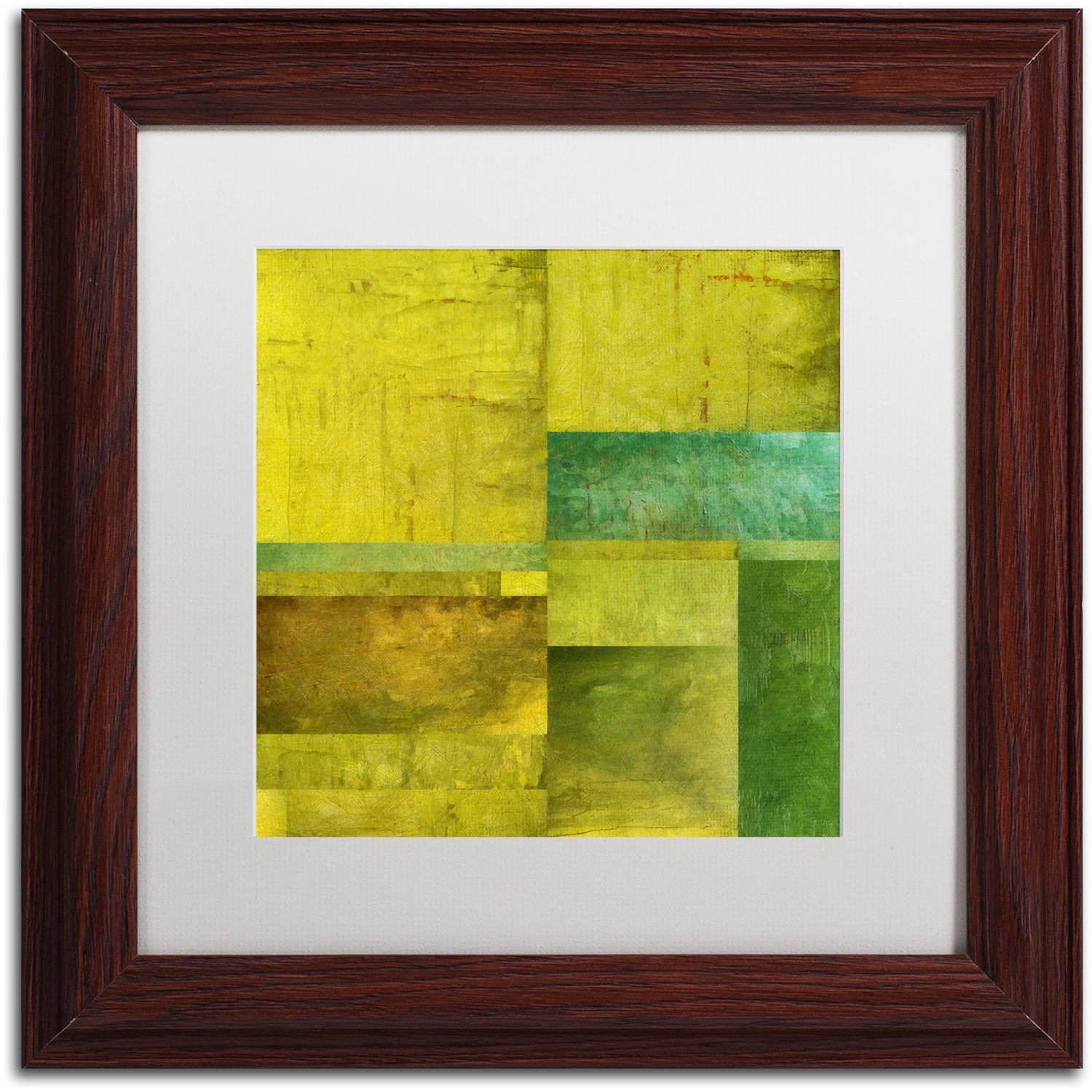 Trademark Fine Art "Essence of Green" Canvas Art by Michelle Calkins, White Matte, Wood Frame