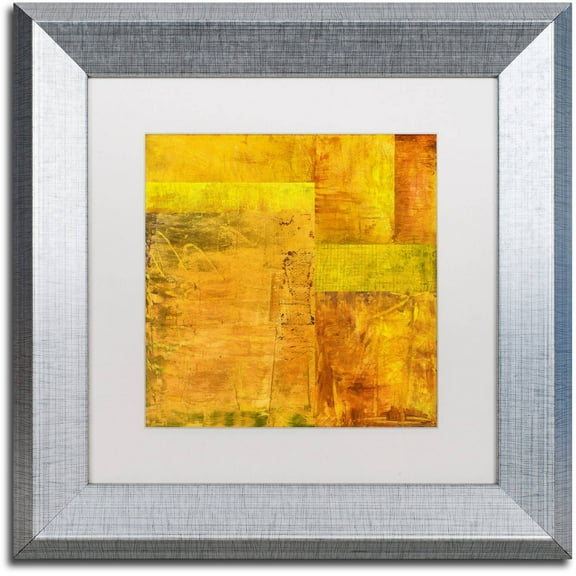 Trademark Fine Art "Essence of Yellow 2" Canvas Art by Michelle Calkins, White Matte, Silver Frame