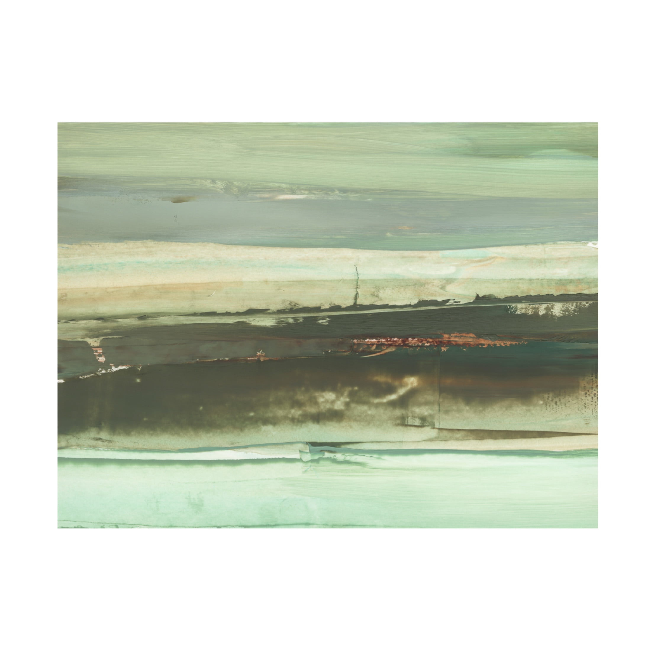 Emerald and Rust II Landscape Canvas Wall Art with Wood Frame