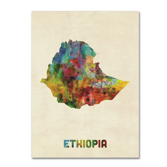 Trademark Fine Art 'Ethiopia Watercolor Map' Canvas Art by Michael Tompsett
