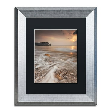 Trademark Fine Art "Etretat" Canvas Art by Mathieu Rivrin Black Matte, Silver Frame