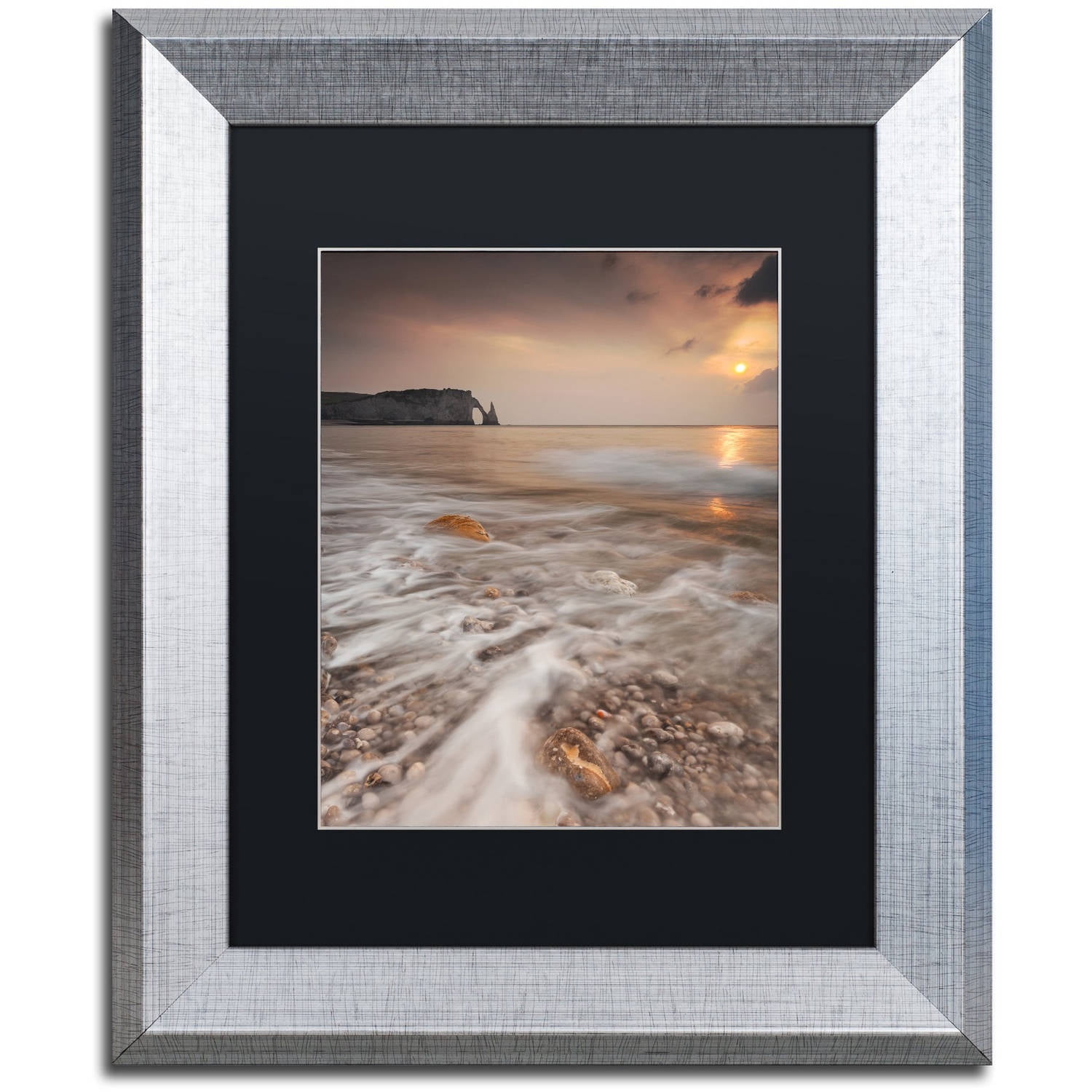 Trademark Fine Art "Etretat" Canvas Art by Mathieu Rivrin Black Matte, Silver Frame