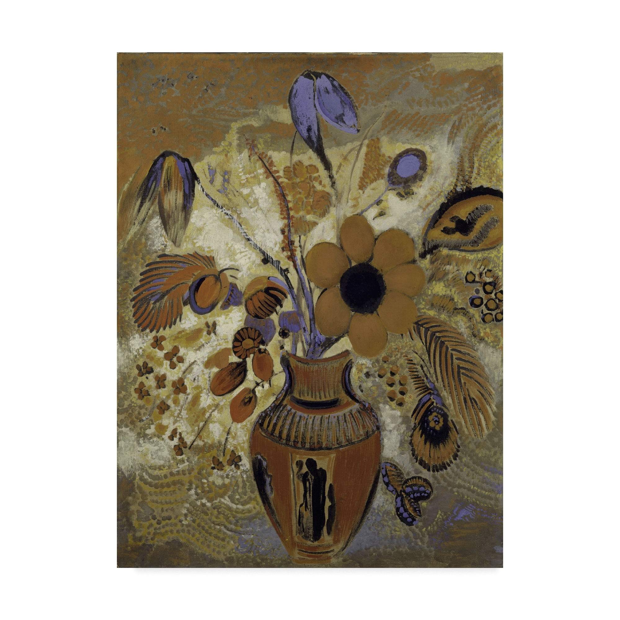 Trademark Fine Art 'Etruscan Vase With Flowers' Canvas Art by Odilon Redon