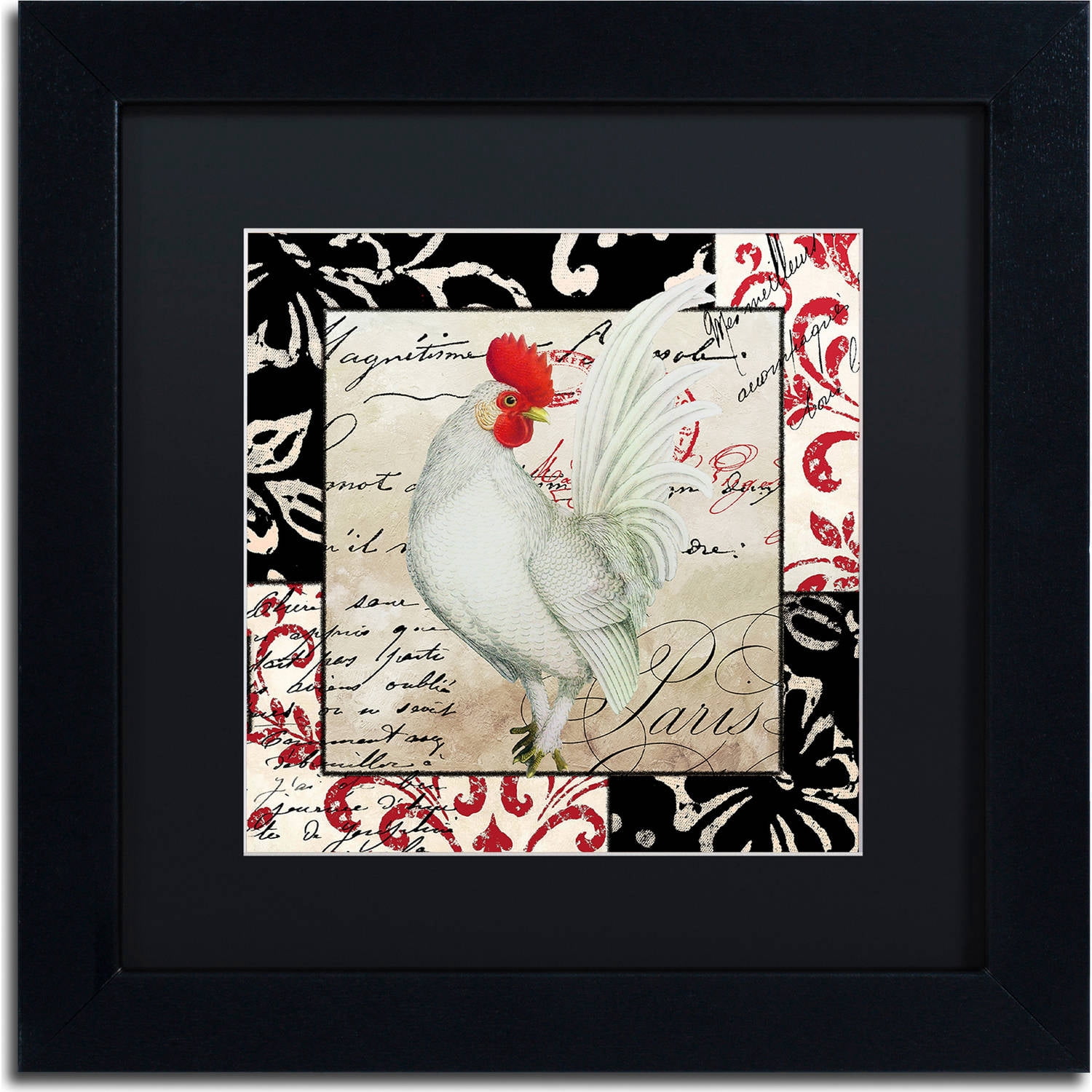 Trademark Fine Art "Europa White Rooster" Canvas Art by Color Bakery, Black Matte, Black Frame