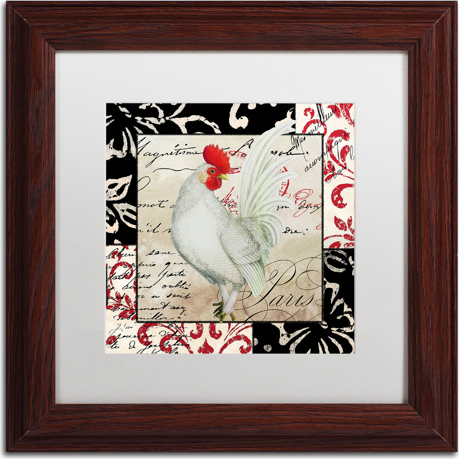 Trademark Fine Art "Europa White Rooster" Canvas Art by Color Bakery, White Matte, Wood Frame