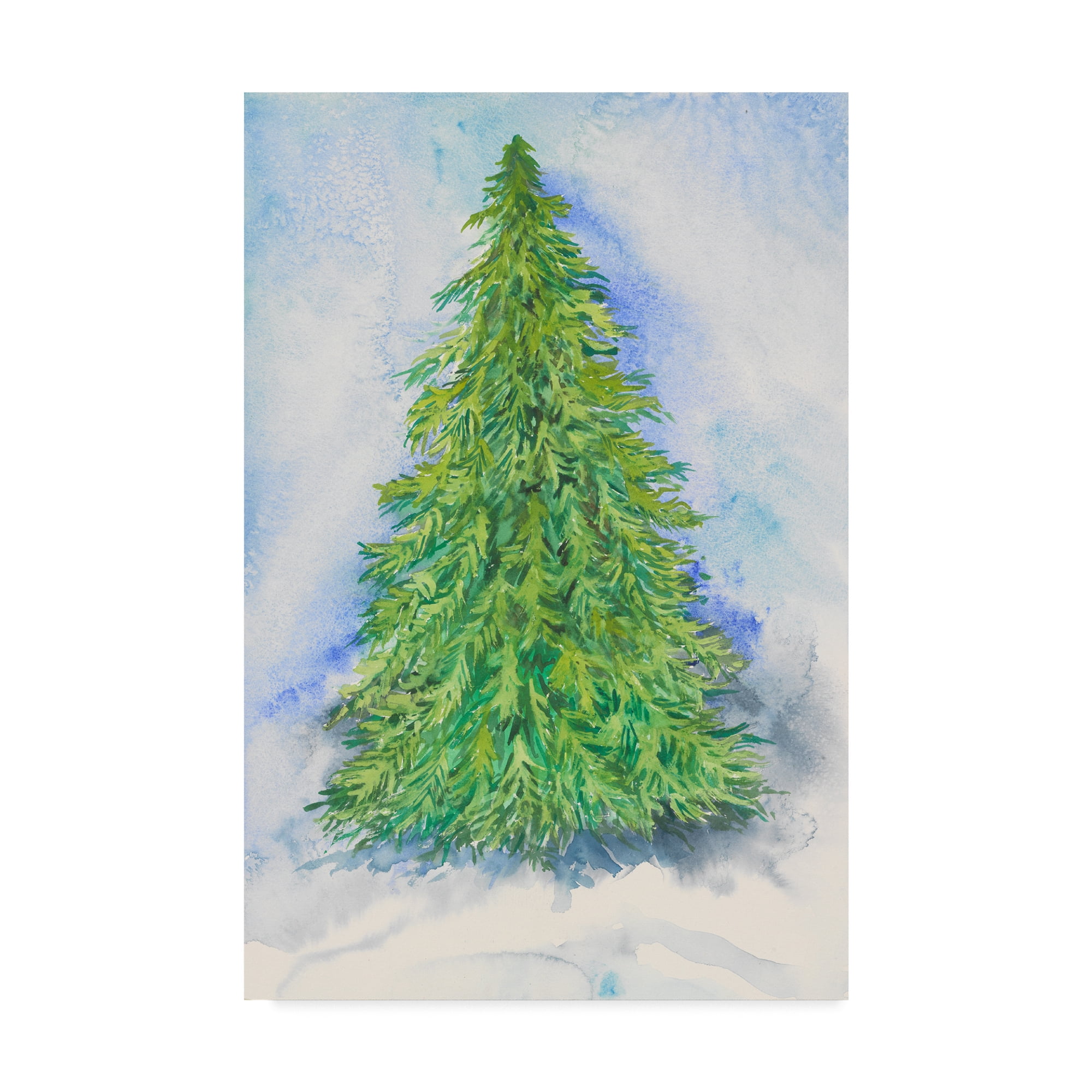 Evergreen Tree Blue and Green Canvas Art