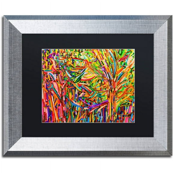 Trademark Fine Art "Evergreens" Canvas Art by Josh Byer, Black Matte, Silver Frame