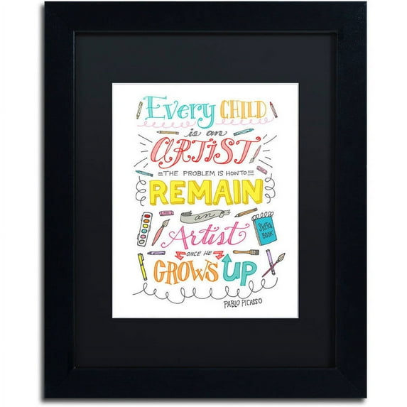 Trademark Fine Art "Every Child Is An Artist" Canvas Art by Elizabeth Caldwell, Black Matte, Black Frame