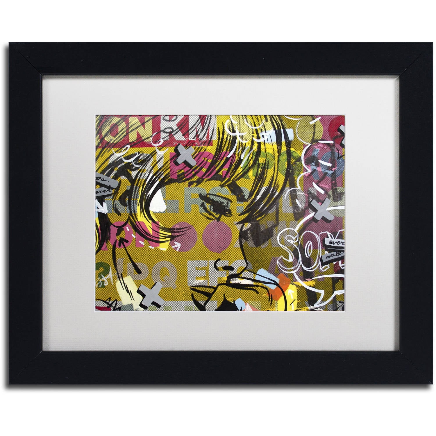 Dan Monteavaro Comic Style Woman Canvas Art in Black Frame