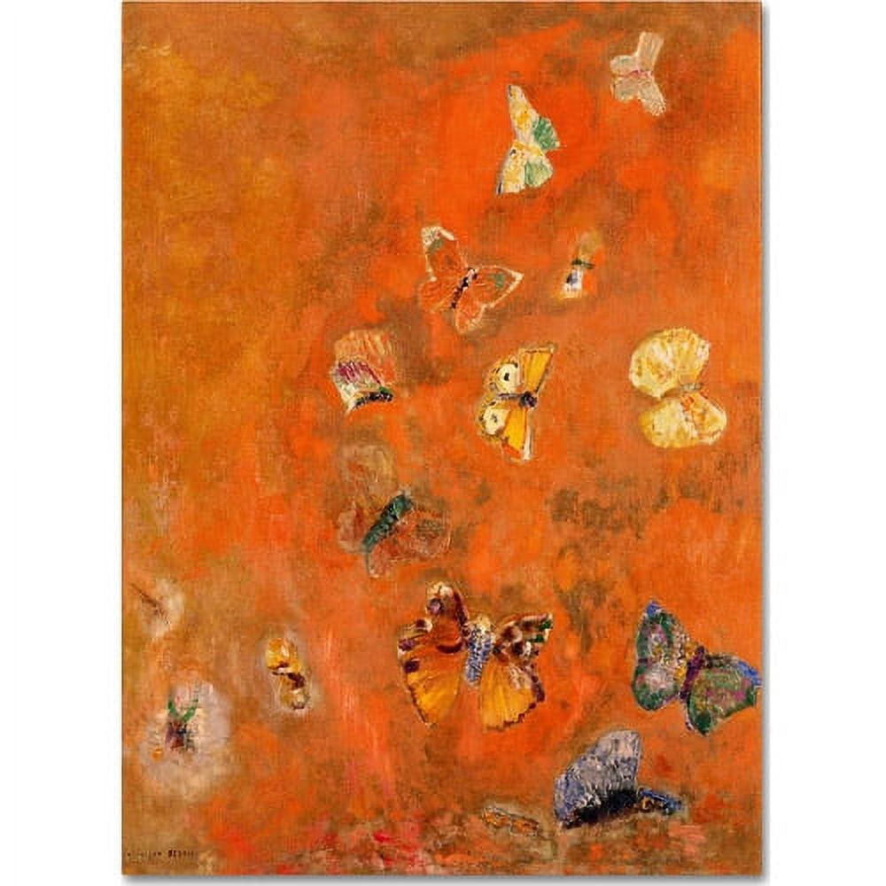 Evocation of Butterflies Orange Wrapped Canvas Wall Art