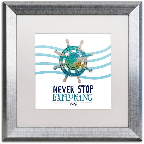 Trademark Fine Art "Exploring" Canvas Art by Lisa Powell Braun, White Matte, Silver Frame