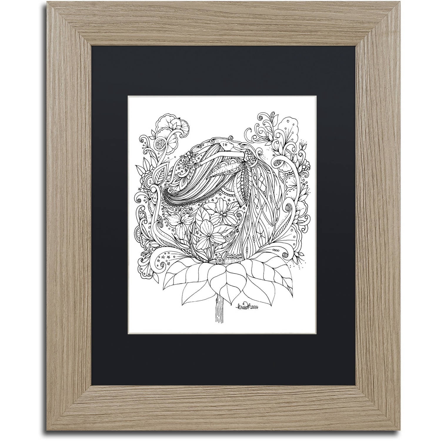 Trademark Fine Art "Fairies and Woodland Creatures 12" Canvas Art by KCDoodleArt Black Matte, Birch Frame