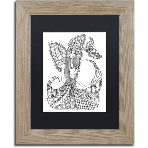 Trademark Fine Art "Fairies and Woodland Creatures 13" Canvas Art by KCDoodleArt Black Matte, Birch Frame