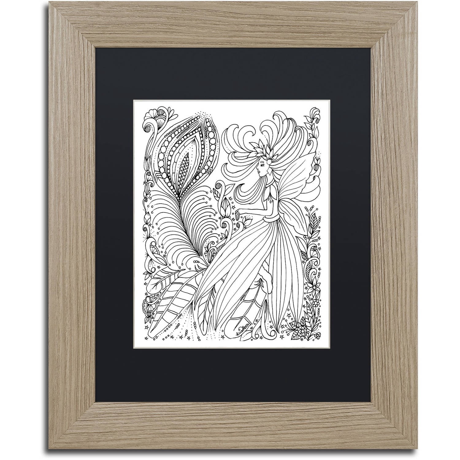 Trademark Fine Art "Fairies and Woodland Creatures 15" Canvas Art by KCDoodleArt Black Matte, Birch Frame