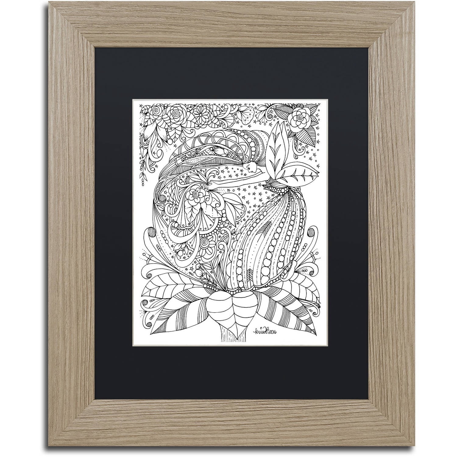 Trademark Fine Art "Fairies and Woodland Creatures 16" Canvas Art by KCDoodleArt Black Matte, Birch Frame