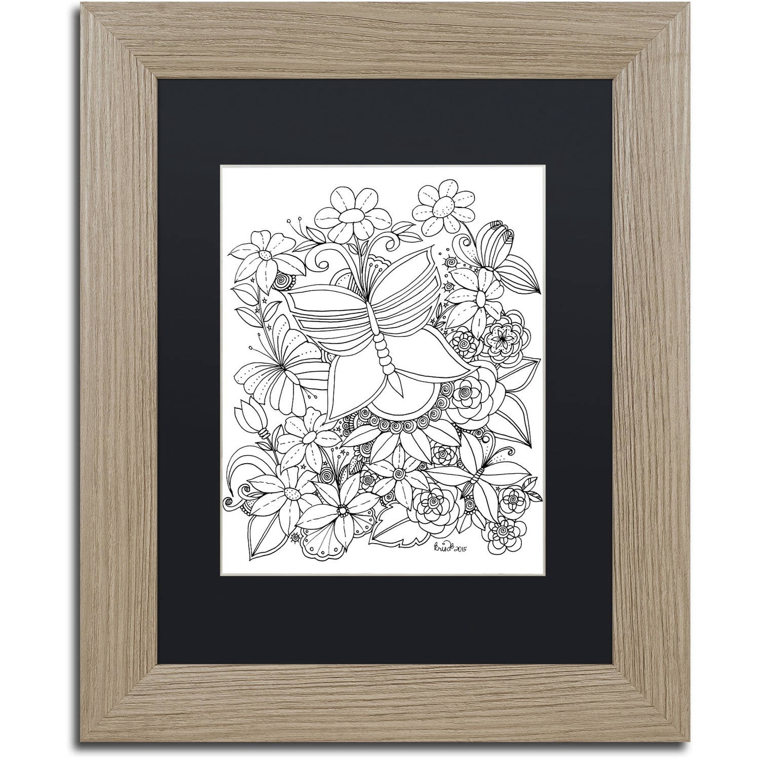 Trademark Fine Art "Fairies and Woodland Creatures 17" Canvas Art by KCDoodleArt Black Matte, Birch Frame