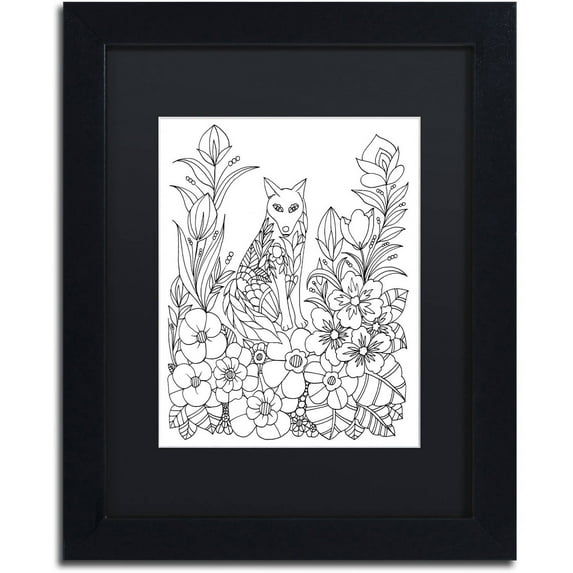 Trademark Fine Art "Fairies and Woodland Creatures 21" Canvas Art by KCDoodleArt Black Matte, Black Frame