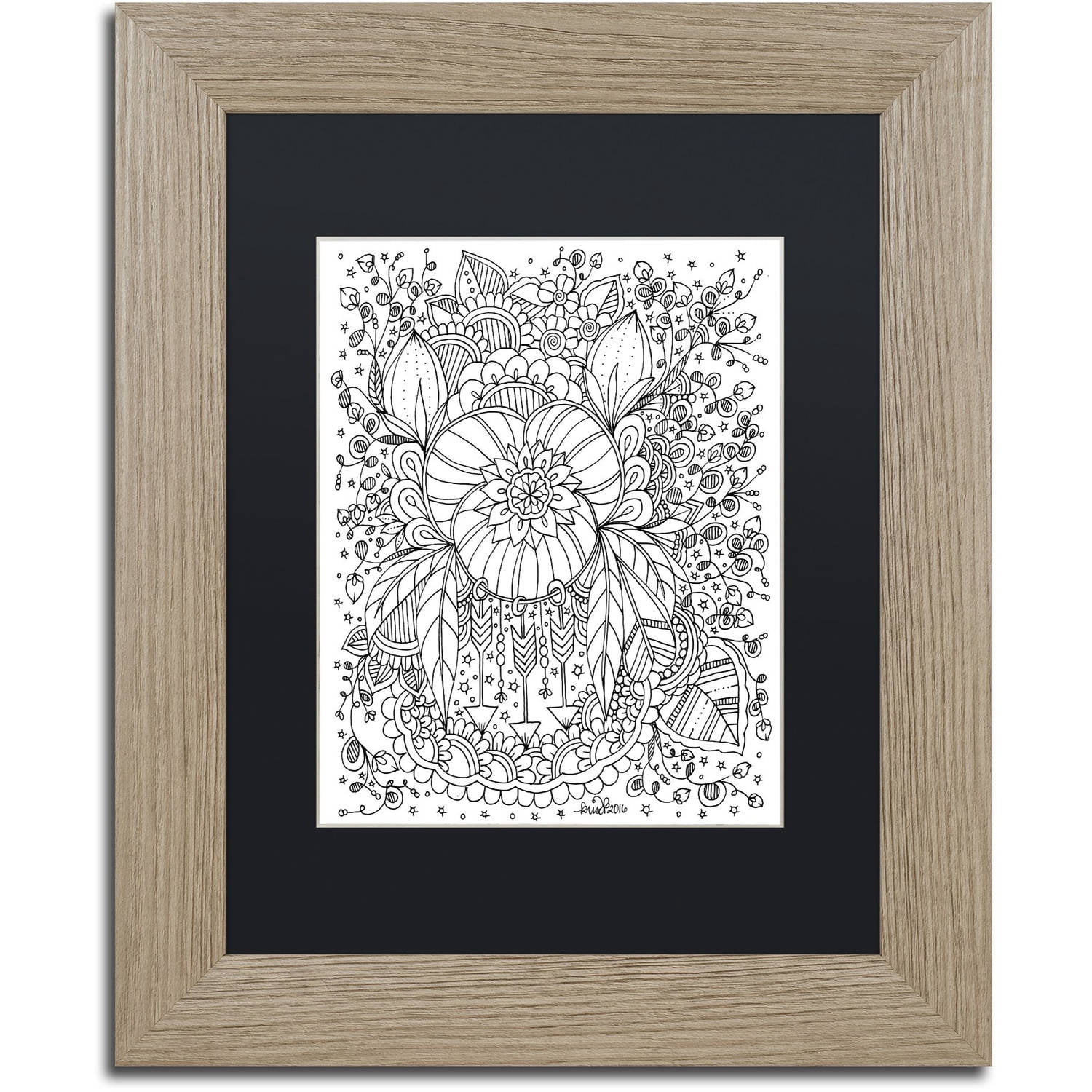 Trademark Fine Art "Fairies and Woodland Creatures 22" Canvas Art by KCDoodleArt Black Matte, Birch Frame