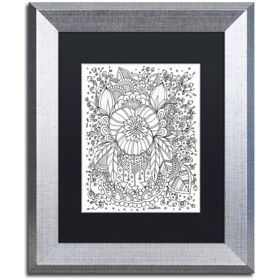Trademark Fine Art "Fairies and Woodland Creatures 22" Canvas Art by KCDoodleArt Black Matte, Silver Frame