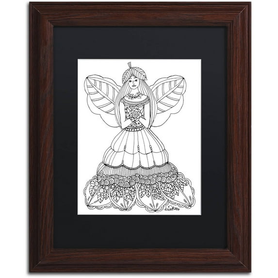 Trademark Fine Art "Fairies and Woodland Creatures 23" Canvas Art by KCDoodleArt Black Matte, Wood Frame