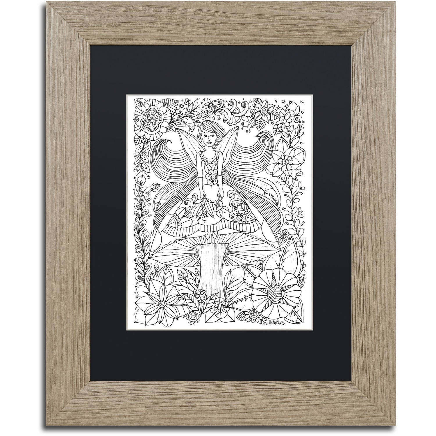 Trademark Fine Art "Fairies and Woodland Creatures 24" Canvas Art by KCDoodleArt Black Matte, Birch Frame