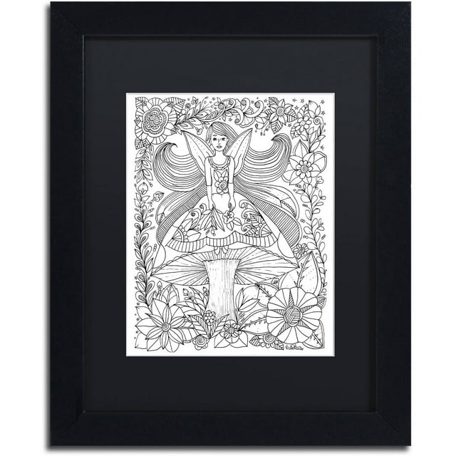 Trademark Fine Art "Fairies and Woodland Creatures 24" Canvas Art by KCDoodleArt Black Matte, Black Frame