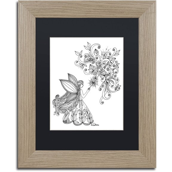 Trademark Fine Art "Fairies and Woodland Creatures 25" Canvas Art by KCDoodleArt Black Matte, Birch Frame