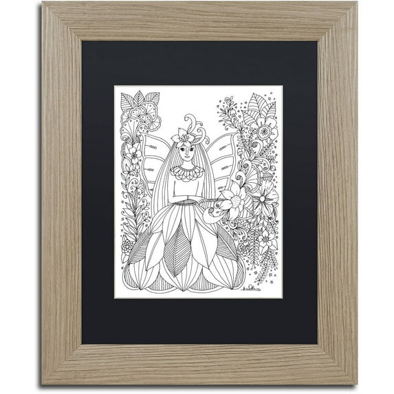 Trademark Fine Art "Fairies and Woodland Creatures 26" Canvas Art by KCDoodleArt Black Matte, Birch Frame