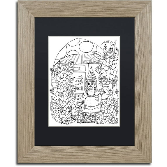 Trademark Fine Art "Fairies and Woodland Creatures 28" Canvas Art by KCDoodleArt Black Matte, Birch Frame