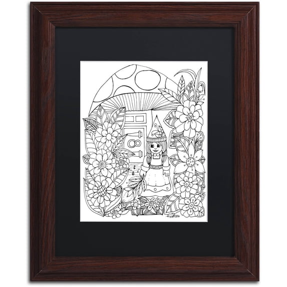 Trademark Fine Art "Fairies and Woodland Creatures 28" Canvas Art by KCDoodleArt Black Matte, Wood Frame