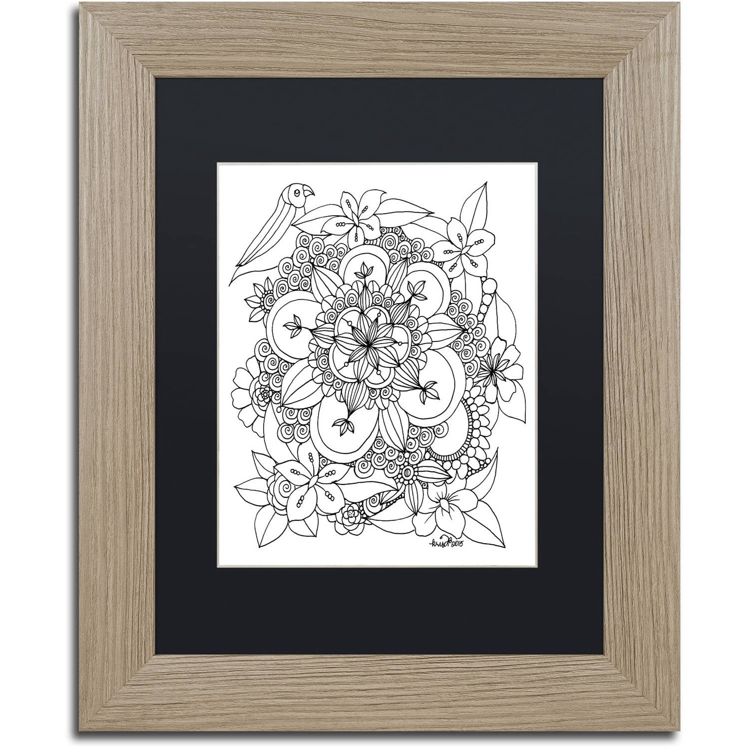 Trademark Fine Art "Fairies and Woodland Creatures 7" Canvas Art by KCDoodleArt Black Matte, Birch Frame