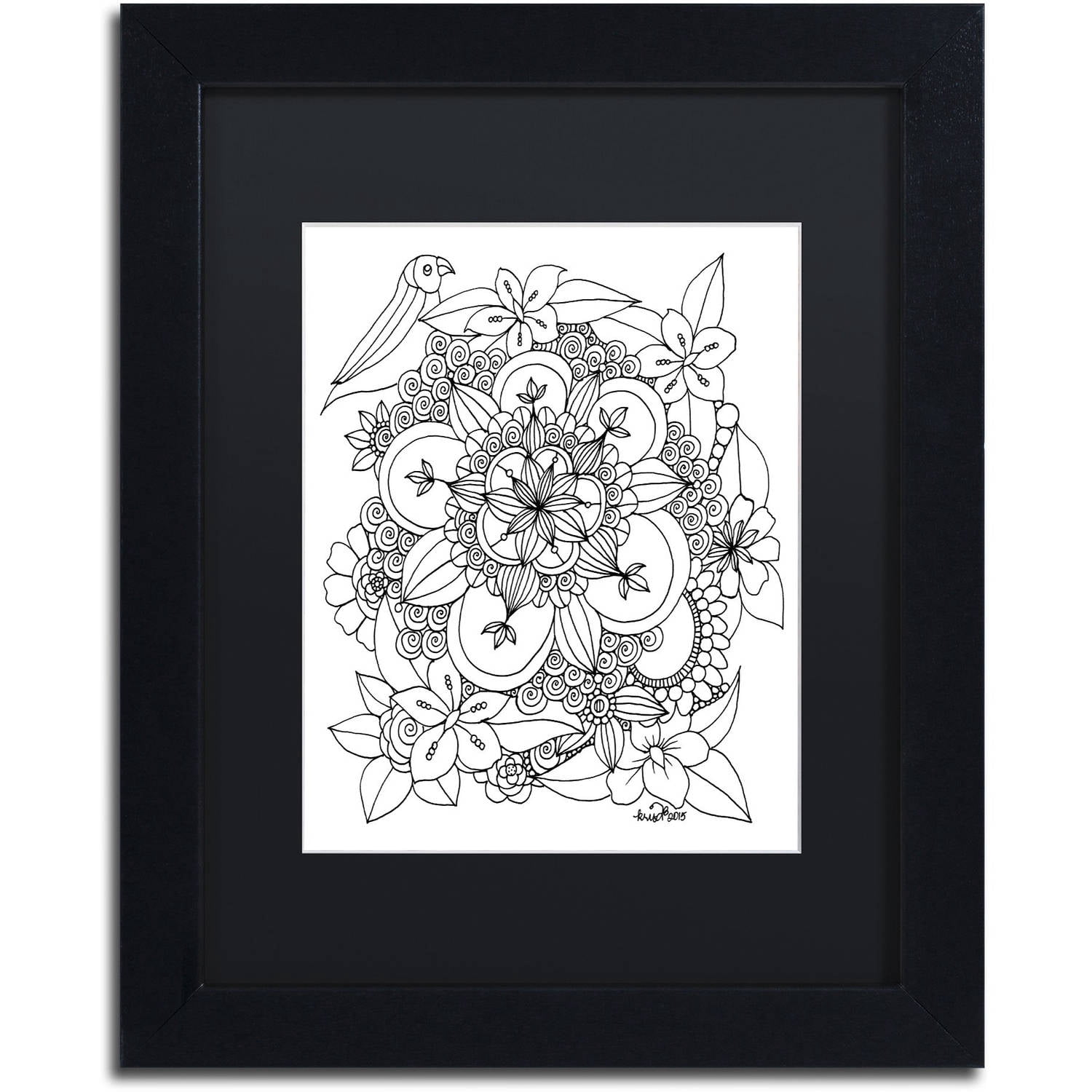 Trademark Fine Art "Fairies and Woodland Creatures 7" Canvas Art by KCDoodleArt Black Matte, Black Frame