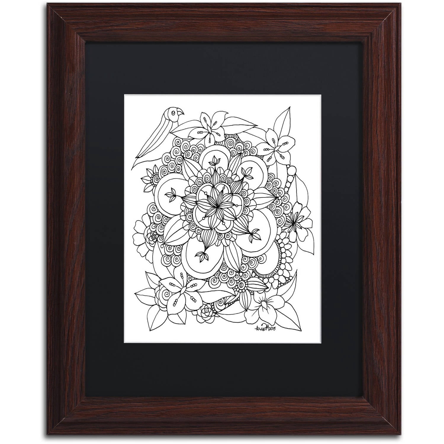 Trademark Fine Art "Fairies and Woodland Creatures 7" Canvas Art by KCDoodleArt Black Matte, Wood Frame