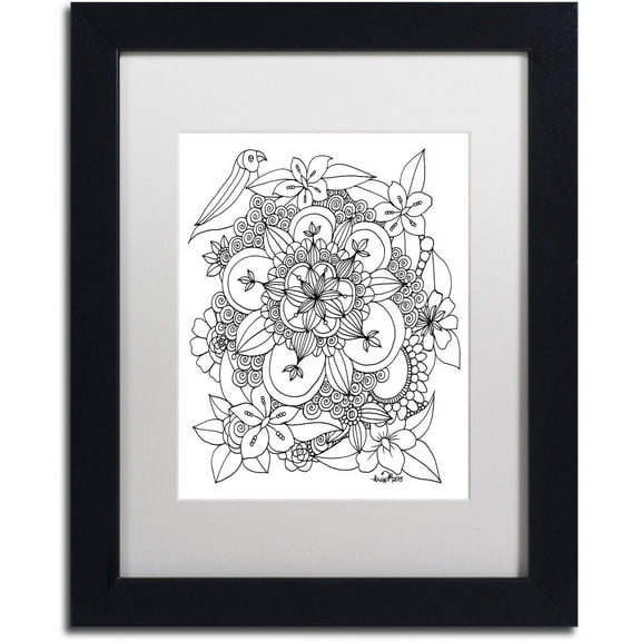 Trademark Fine Art "Fairies and Woodland Creatures 7" Canvas Art by KCDoodleArt White Matte, Black Frame