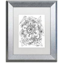 Trademark Fine Art "Fairies and Woodland Creatures 7" Canvas Art by KCDoodleArt White Matte, Silver Frame