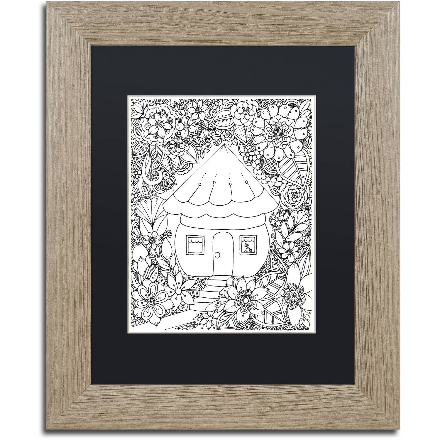 Trademark Fine Art "Fairies and Woodland Creatures 8" Canvas Art by KCDoodleArt Black Matte, Birch Frame