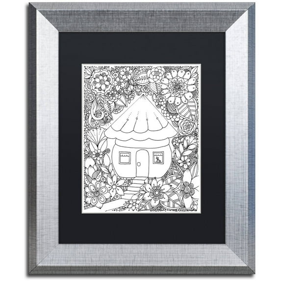 Trademark Fine Art "Fairies and Woodland Creatures 8" Canvas Art by KCDoodleArt Black Matte, Silver Frame