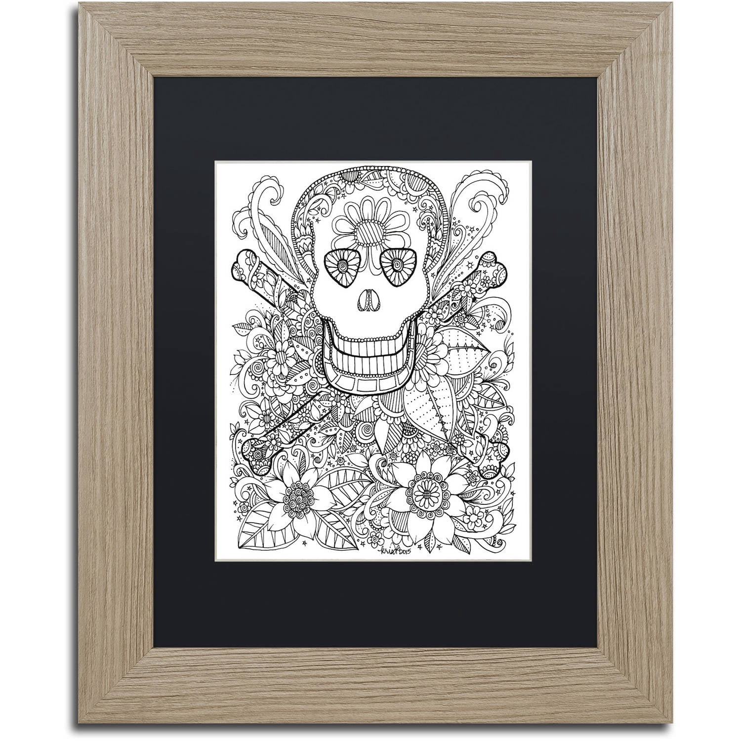 Trademark Fine Art "Fairies and Woodland Creatures 9" Canvas Art by KCDoodleArt Black Matte, Birch Frame