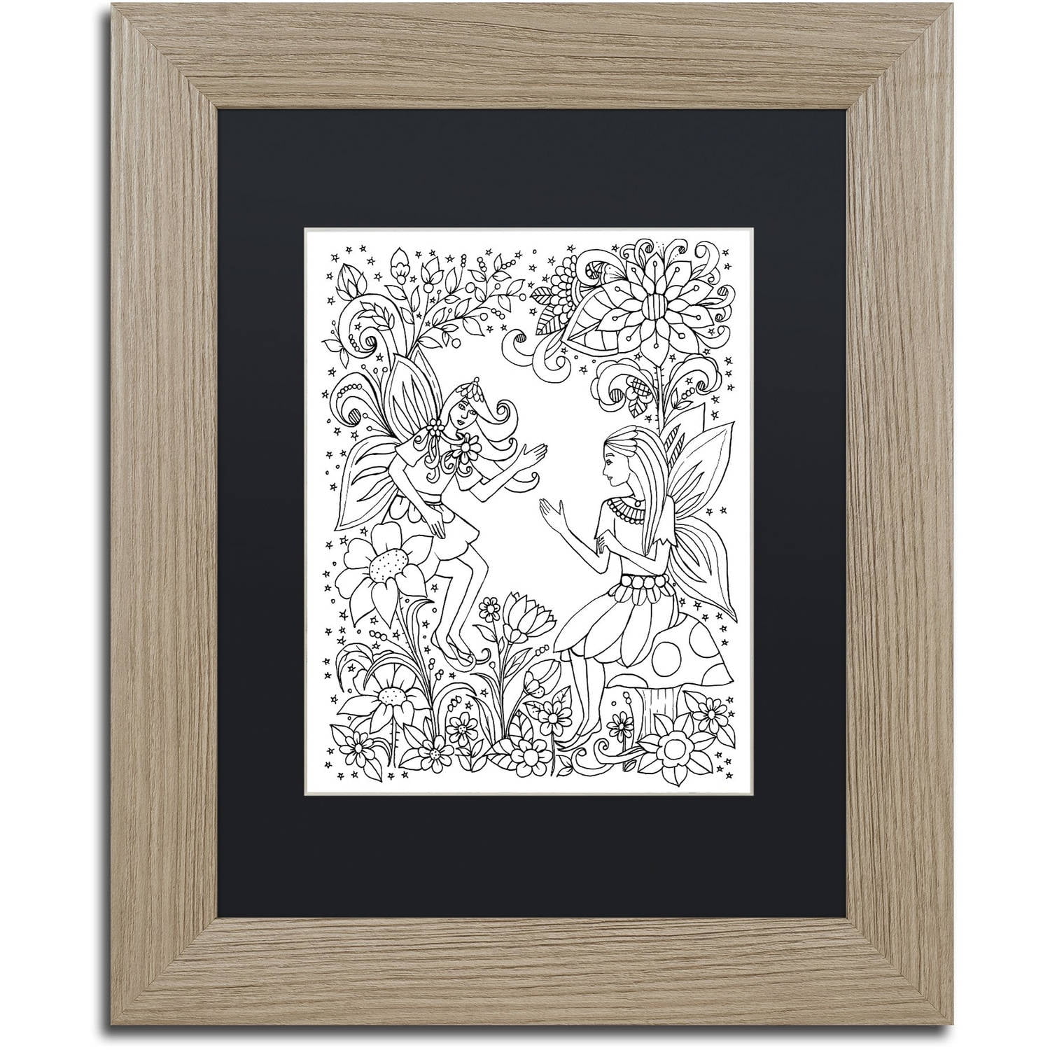 Trademark Fine Art "Fairy-1" Canvas Art by KCDoodleArt Black Matte, Birch Frame