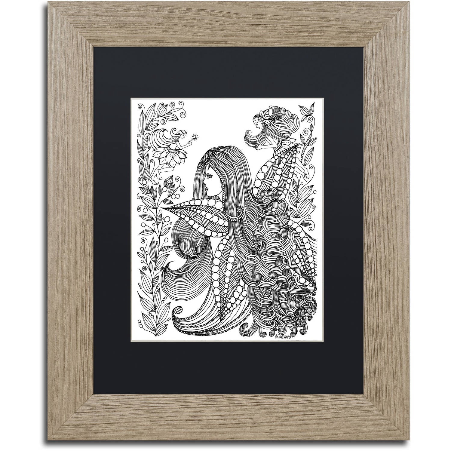 Trademark Fine Art "Fairy 11" Canvas Art by KCDoodleArt Black Matte, Birch Frame