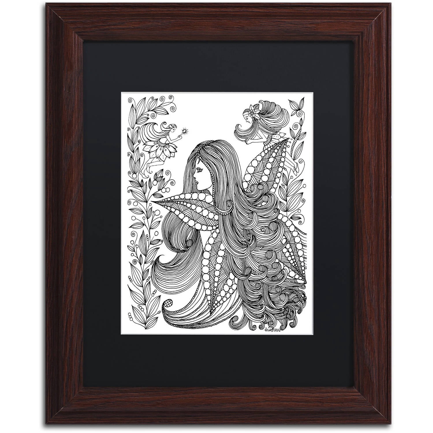 Trademark Fine Art "Fairy 11" Canvas Art by KCDoodleArt Black Matte, Wood Frame