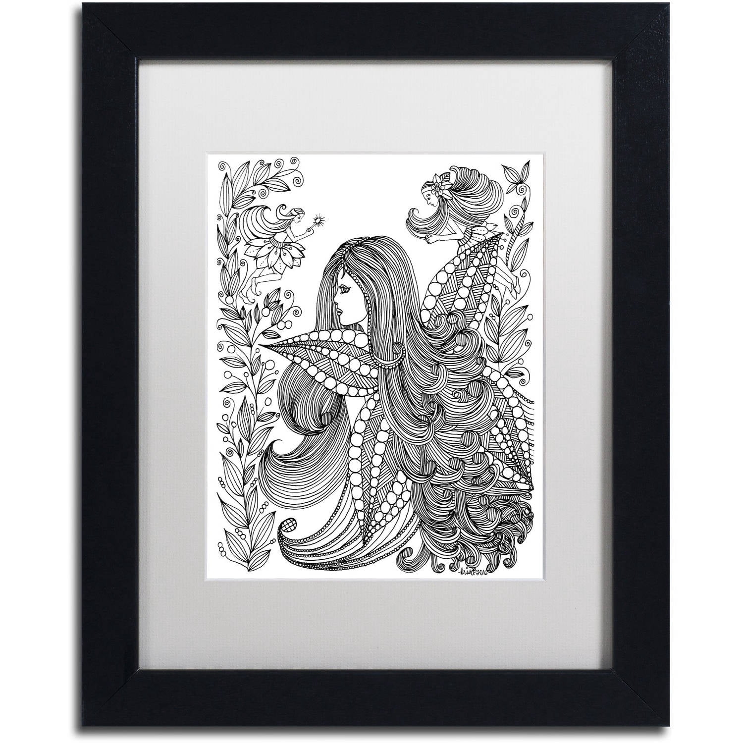 Trademark Fine Art "Fairy 11" Canvas Art by KCDoodleArt White Matte, Black Frame
