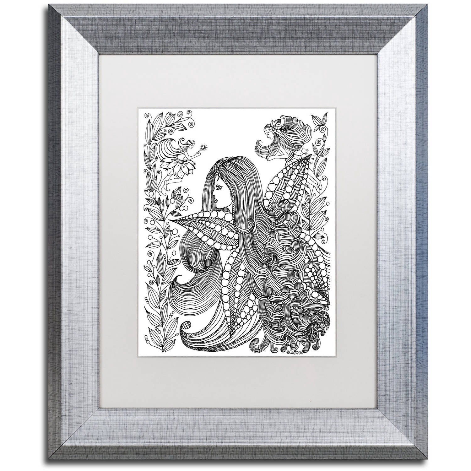 Trademark Fine Art "Fairy 11" Canvas Art by KCDoodleArt White Matte, Silver Frame