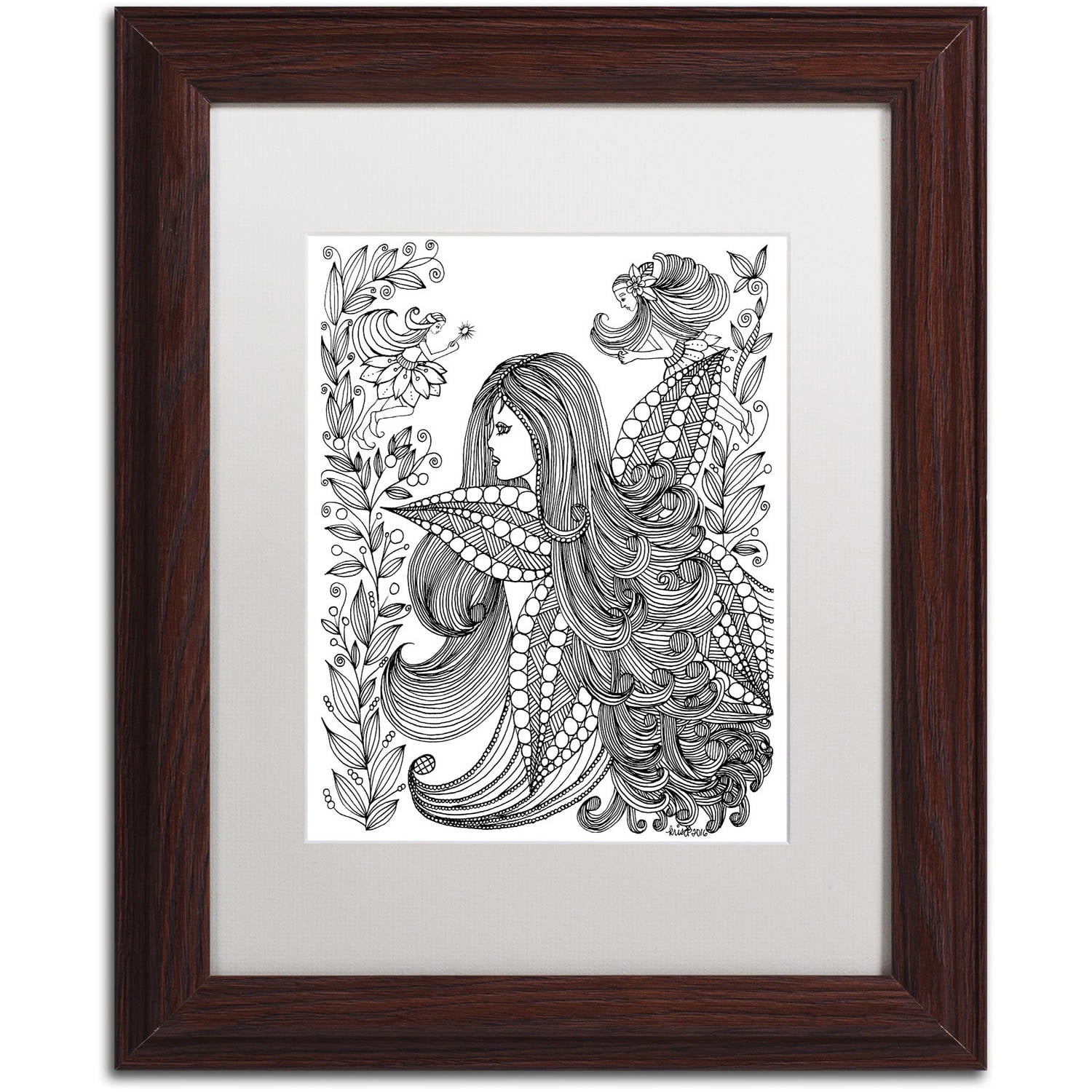 Trademark Fine Art "Fairy 11" Canvas Art by KCDoodleArt White Matte, Wood Frame
