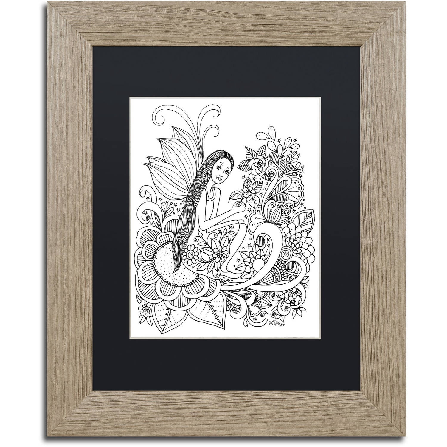 Trademark Fine Art "Fairy 12" Canvas Art by KCDoodleArt Black Matte, Birch Frame