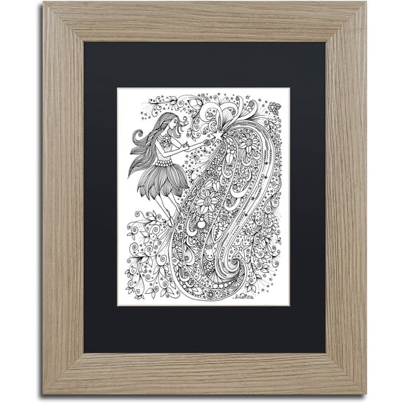 Trademark Fine Art "Fairy 14" Canvas Art by KCDoodleArt Black Matte, Birch Frame